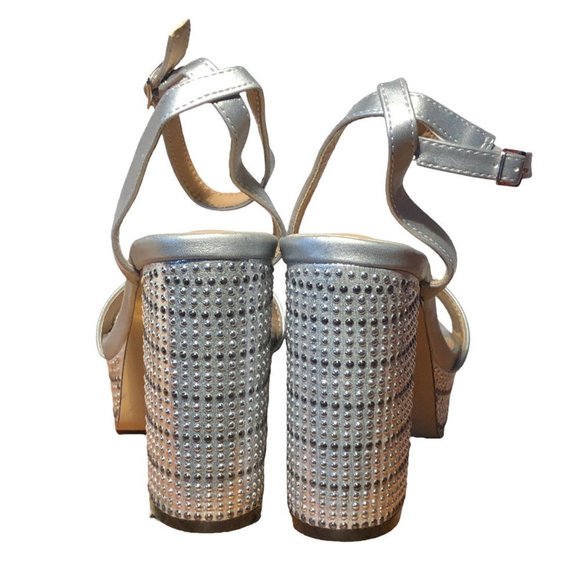 Nwt - Nicole Miller - Selmat Silver Multi Platform Block Heel Sandals - Size 8.5 - Picture 5 of 11